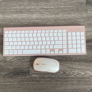 Amazon Pink and White Wireless Keyboard and Mouse